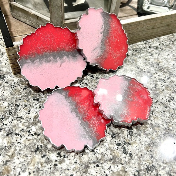 Pink/Coral w/ silver Coasters - Picture 6 of 7